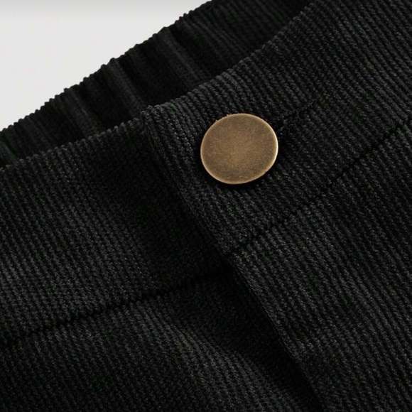 SHEIN- Elegant Black Wide-Leg Women's Pants- Corduroy - Picture 4 of 5